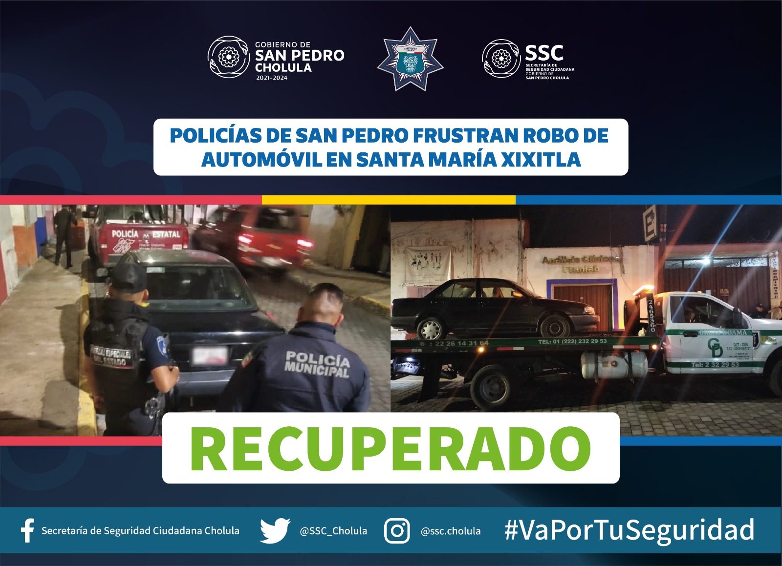 Policías de San Pedro frustran robo de automóvil en Santa María Xixitla