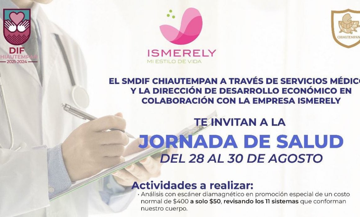 Invita SMDIF Chiautempan a Jornadas de salud, del 28 al 30 de agosto