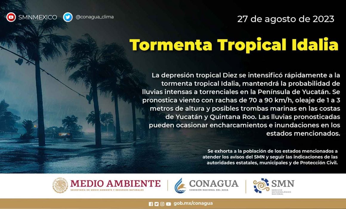 Depresión tropical 10 se convierte en tormenta tropical Idalia