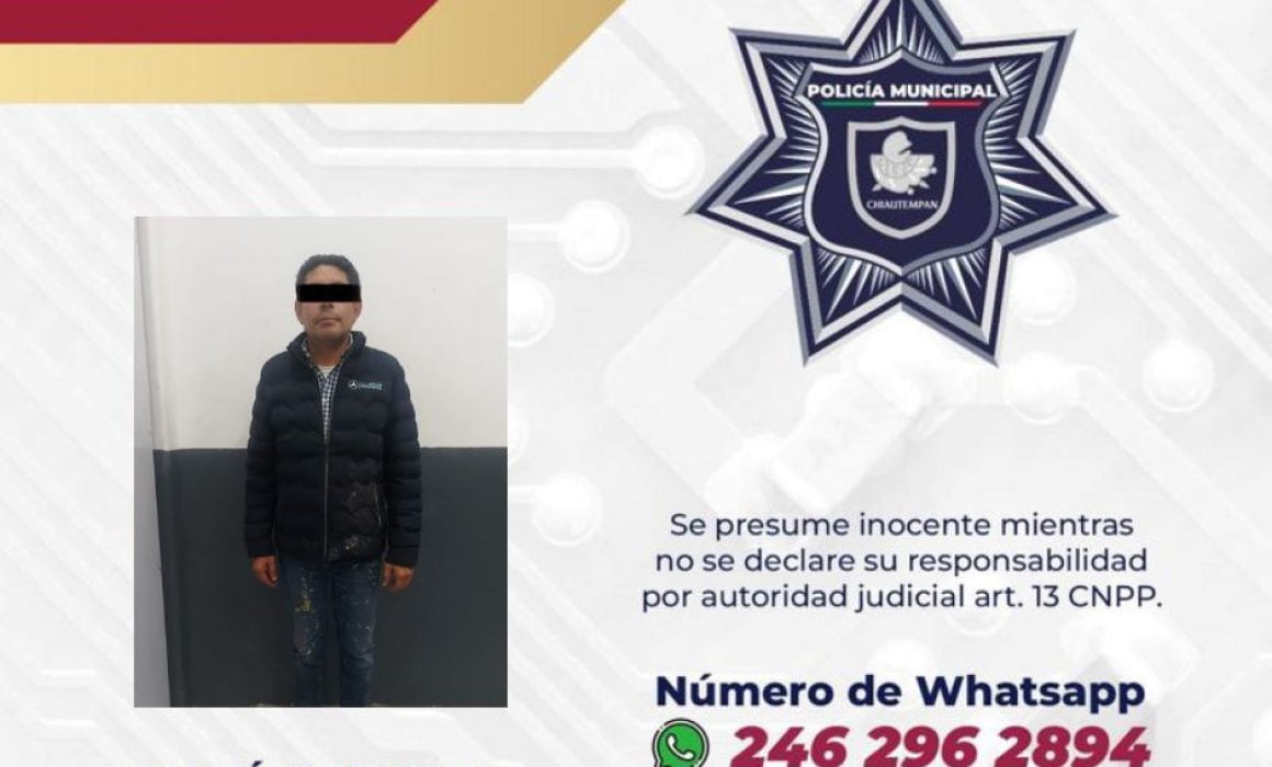 Detiene Policía de Chiautempan a sujeto por agresión a femenina
