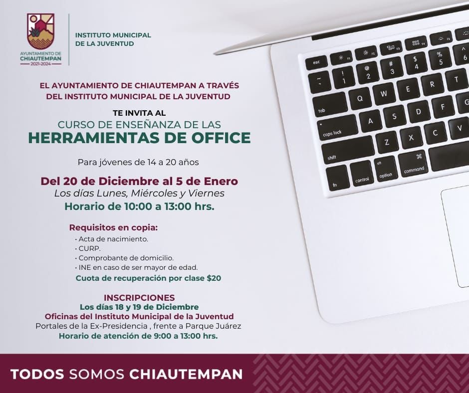 Invita Chiautempan al curso herramientas de office