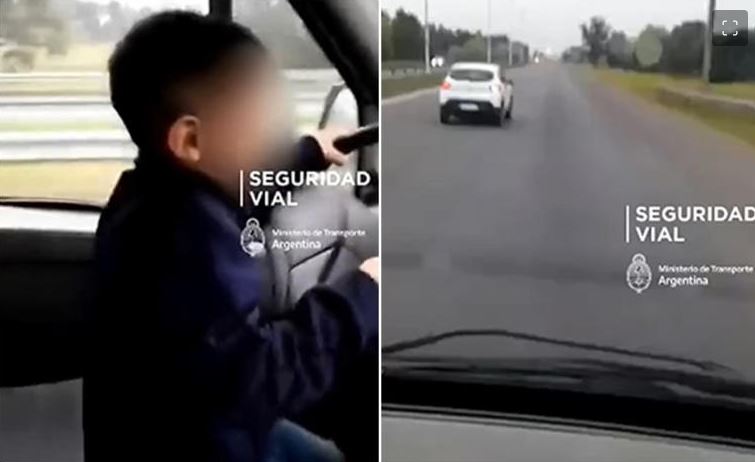 Hombre obliga a su hijo de 7 años a conducir un camión en plena autopista (Vídeo)