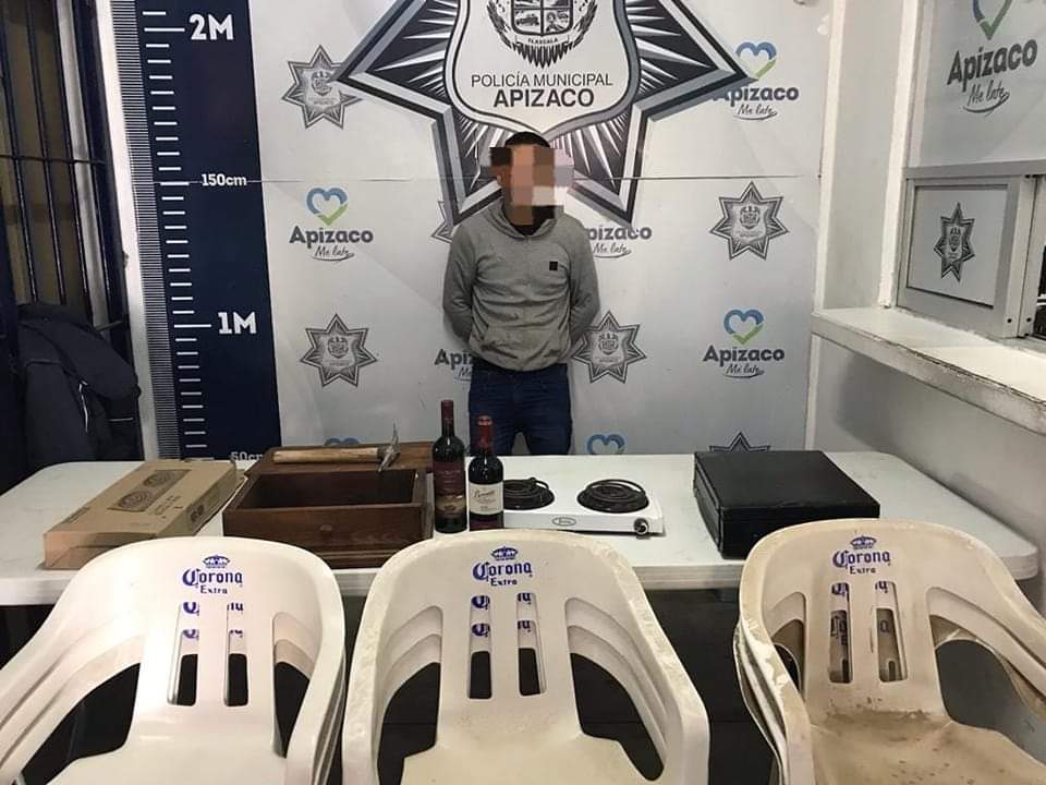Asegura Policía Municipal de Apizaco a sujeto por presunto robo a casa habitación