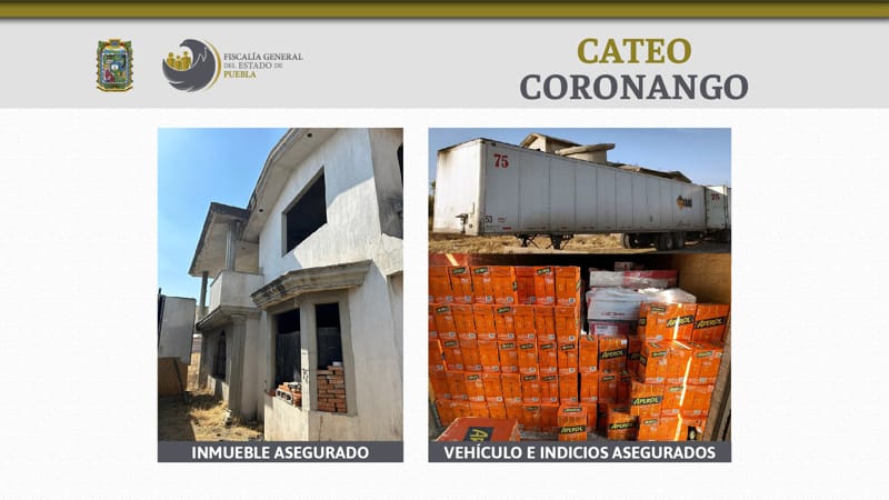 Fiscalía realizo cateo en San Francisco Ocotlán; recuperó una unidad robada y 310 cajas de licor