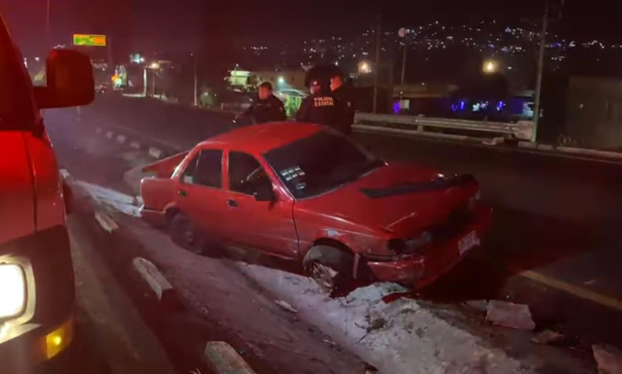 Choca patrulla de la GN y policía municipal en la comunidad de Ocotelulco