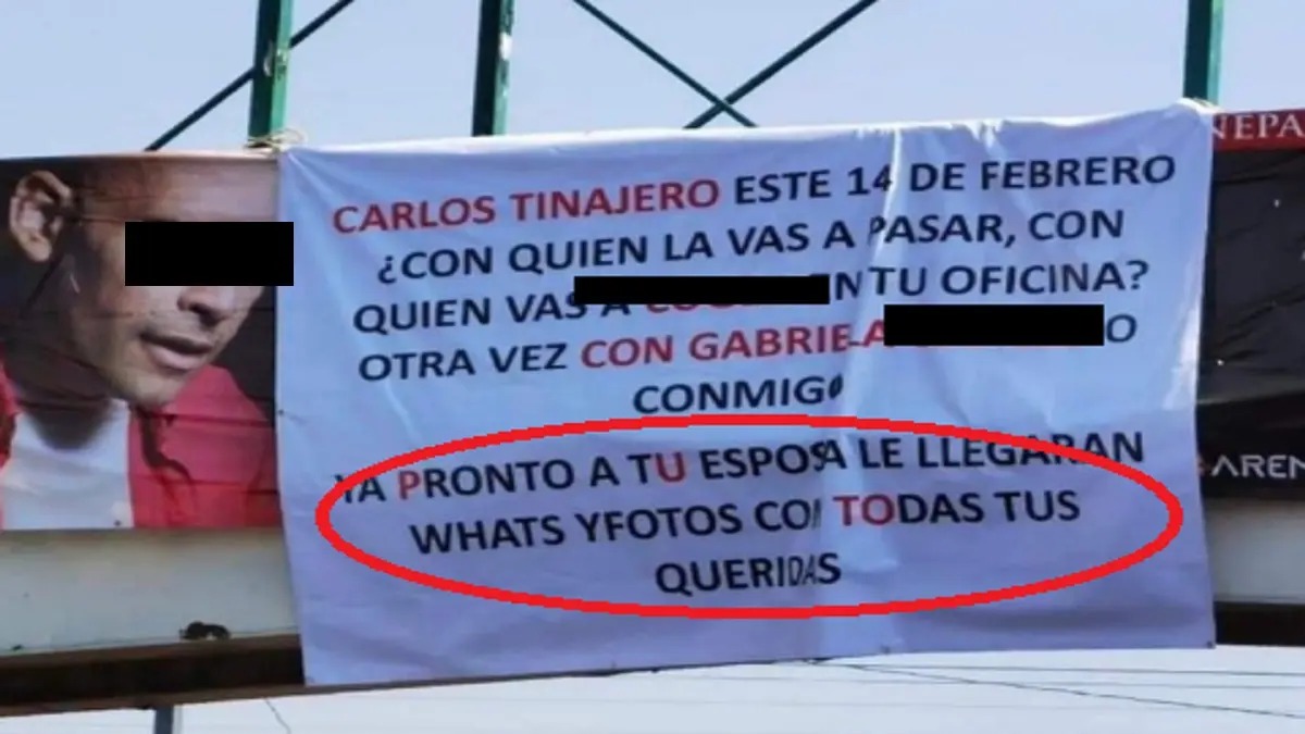 Cuelgan manta para exhibir a hombre infiel que anda con varias de la oficina; ‘A tu esposa le llegarán fotos’; Le amenazan