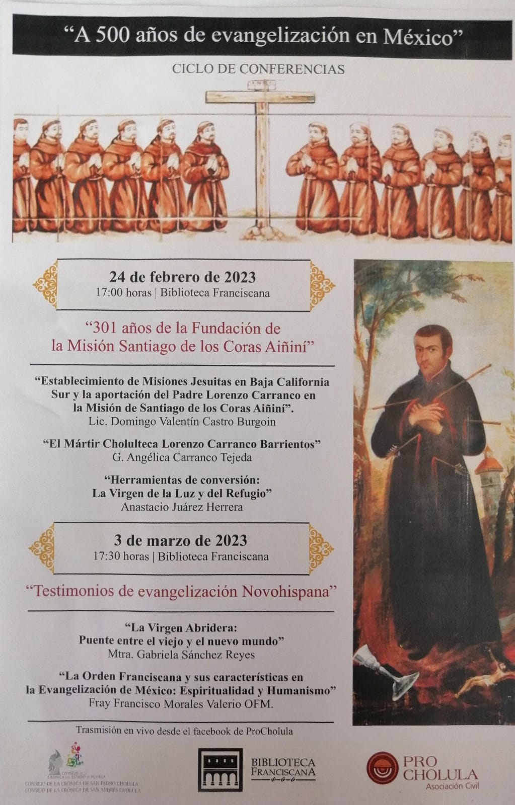Anuncian ciclo de conferencias en San Pedro Cholula “A 500 años de evangelización en México”