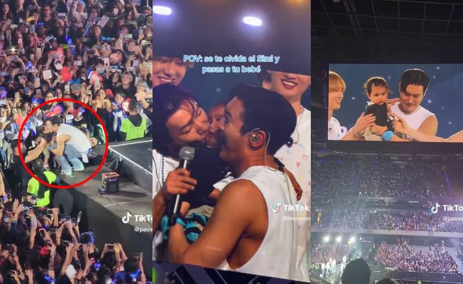 Fan pasa su bebé entre el público para que llegue al escenario en concierto de Super Junior (Vídeo)