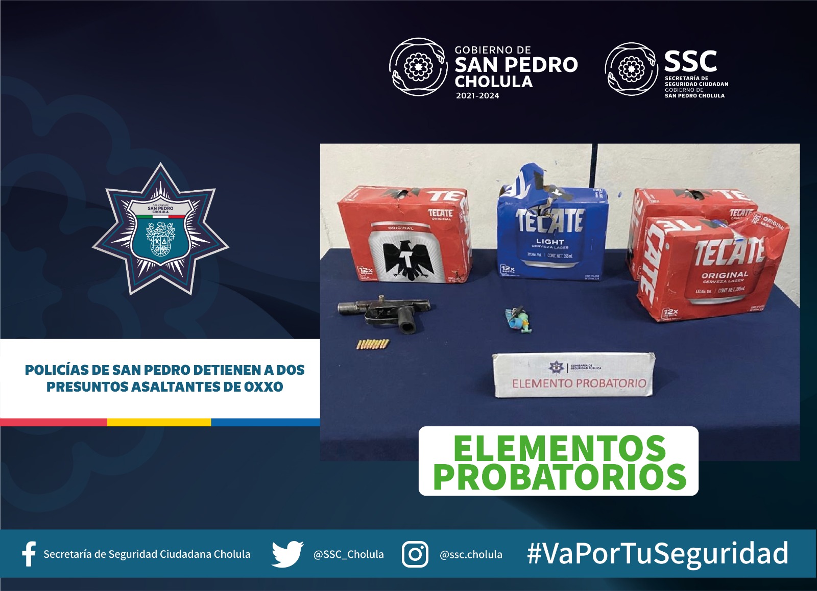 Policías de San Pedro detienen a dos presuntos asaltantes de OXXO