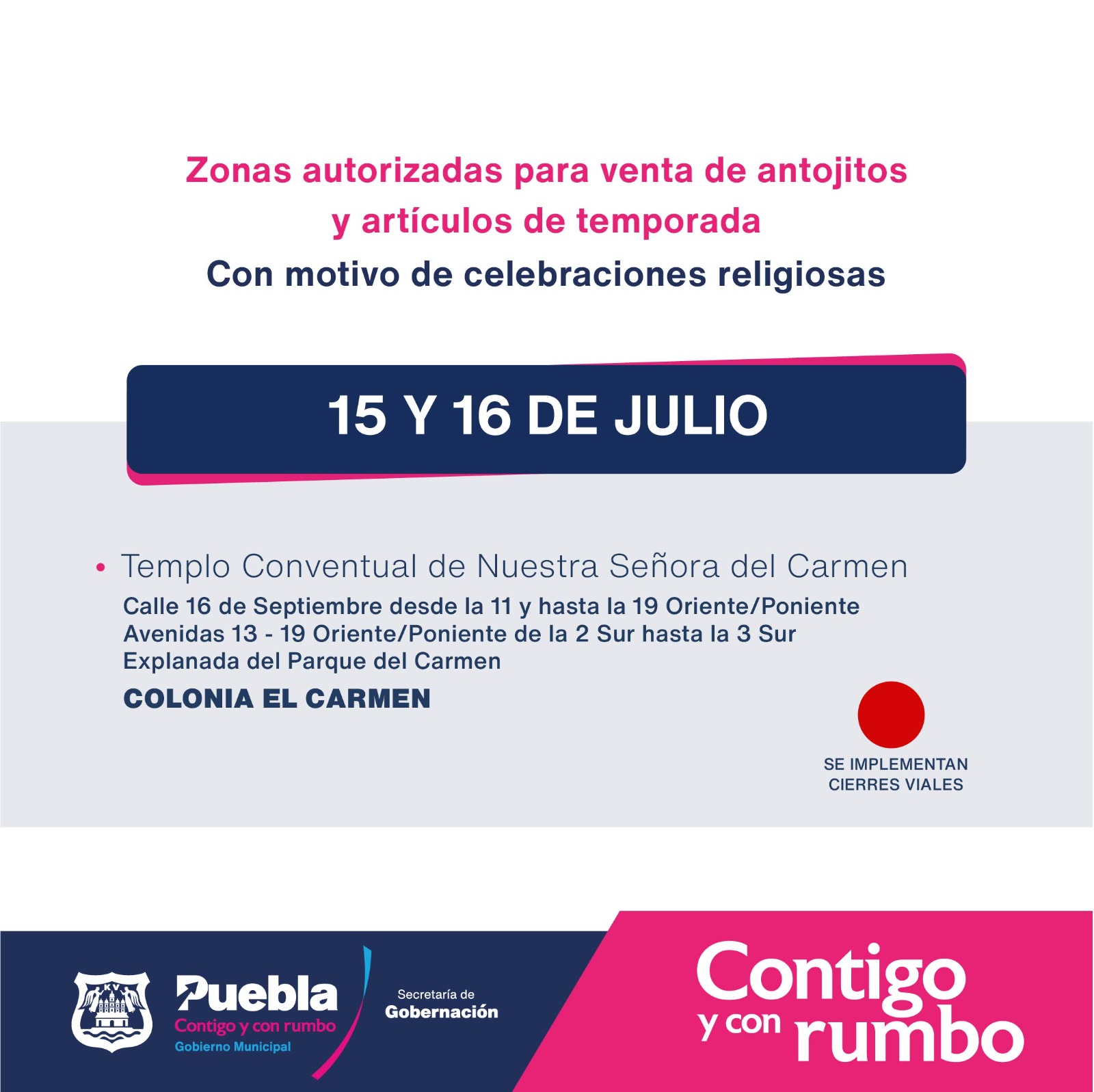 Ayuntamiento implementará operativo para garantizar seguridad y orden en la feria del Templo del Carmen