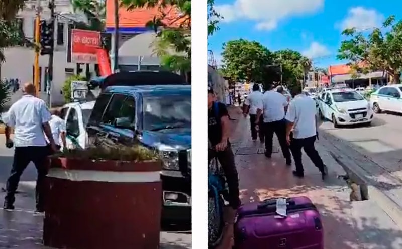 "Los confundieron con Uber": Taxistas de Cancún atacan camioneta con turistas extranjeros (Vídeo)