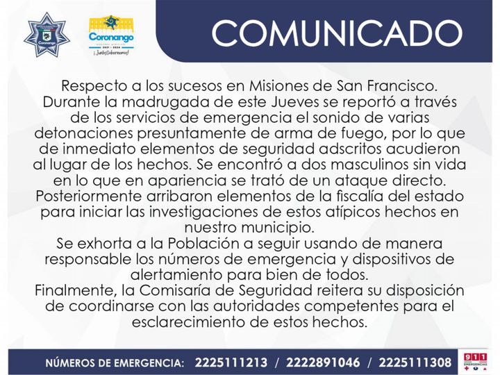 Caso aislado, balacera en Misiones de San Francisco: Gerardo Sánchez