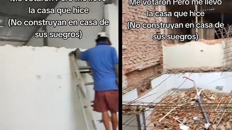 “Llévate tu casa si quieres”: Hombre destruye casa que construyó en terreno de sus suegros (Vídeo)