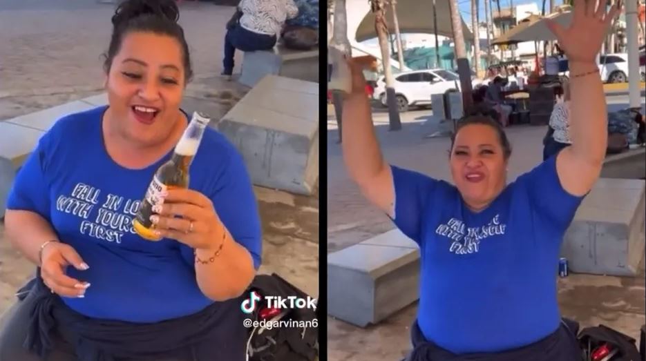 "Nadie le gana": Ella es "Doña Chela", la mujer que se hizo viral por terminarse una cerveza en segundos (Vídeo)