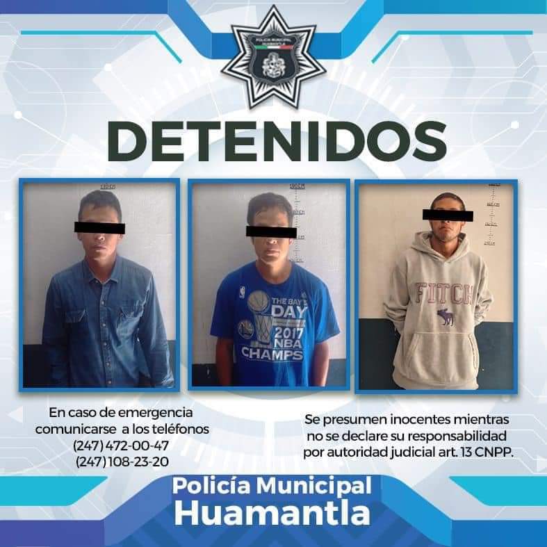 Detienen a tres en Huamantla por posesión de drogas