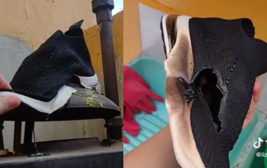"Pero se secaron": Mujer pone a secar sus tenis arriba del boiler y sale mal (Vídeo)