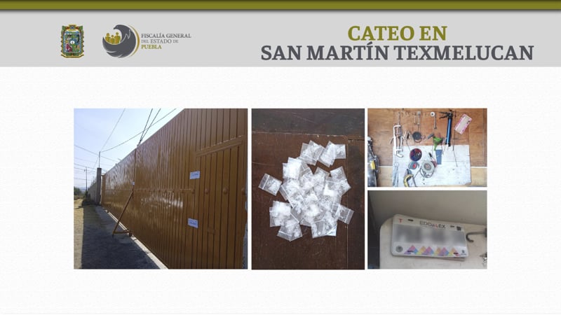 En Texmelucan la Fiscalía aseguró droga y placas con reporte de robo.