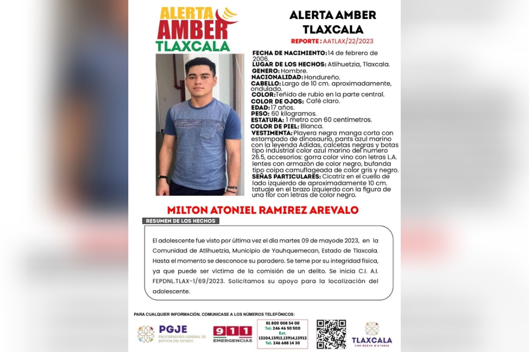 Milton de 17 años desapareció el 9 de mayo en Atlihuetzia 