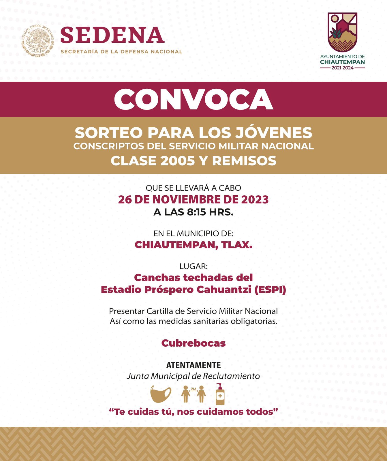 Convoca Chiautempan al sorteo del servicio militar nacional