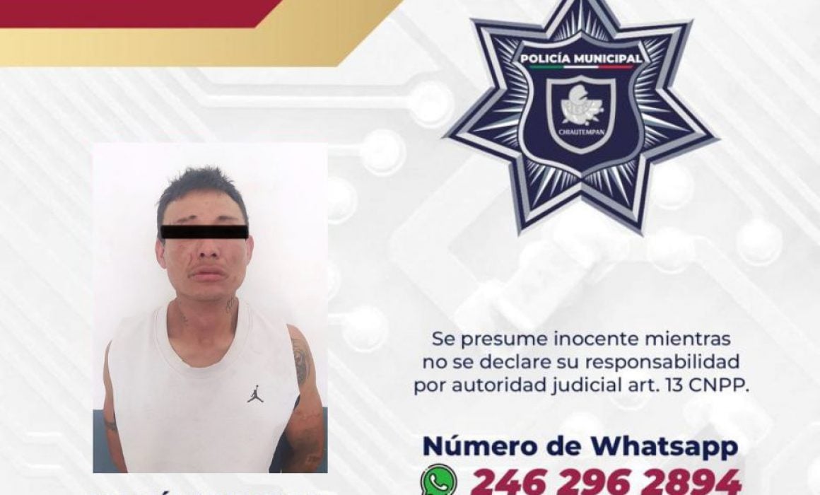 Detiene policía de Chiautempan a sujeto por presunto robo a casa habitación