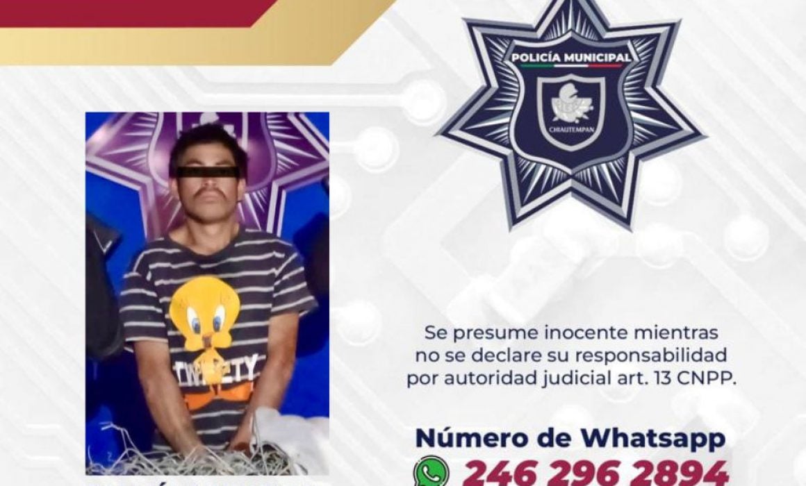 Detiene Policía de Chiautempan a masculino por robo de malla ciclónica