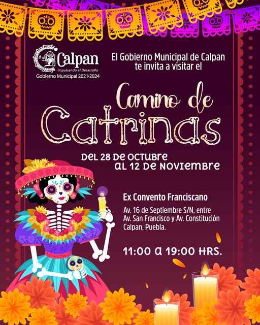 Calpan invita al Camino de Catrinas en el Ex Convento Franciscano