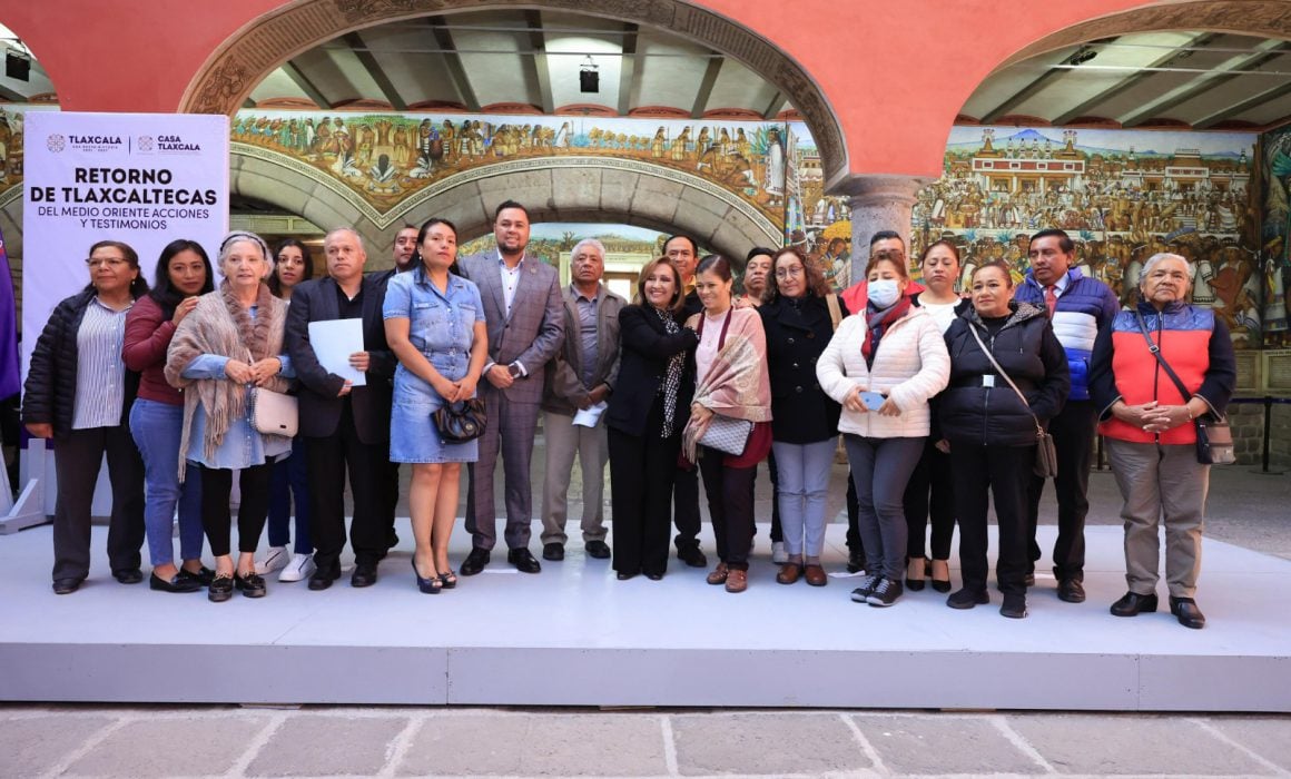 Recibe Lorena Cuéllar a tlaxcaltecas rescatados de Medio Oriente