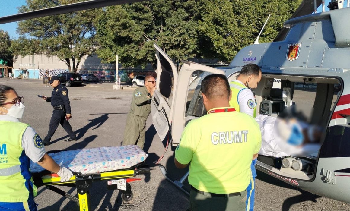 Helicóptero de Tlaxcala trasladó a paciente con quemaduras de Guerrero a CDMX