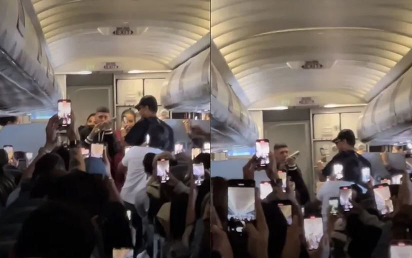 Santa Fe Klan sorprende a pasajeros de avión tras recibir un regalo y les canta en pleno vuelo
