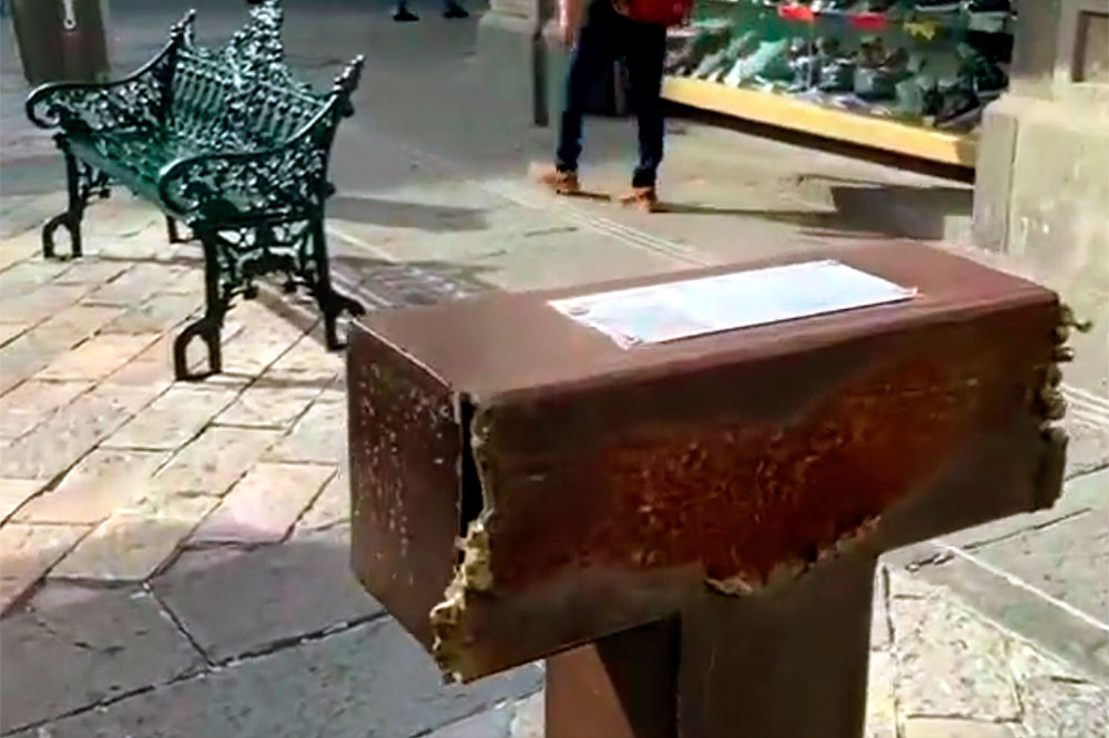 Recuperan escultura 'Alas que Abrazan" de la calle de los dulces