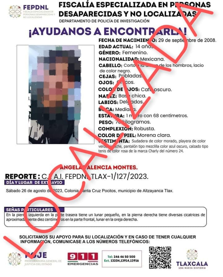 Localizan a menor de edad reportada como desaparecida 