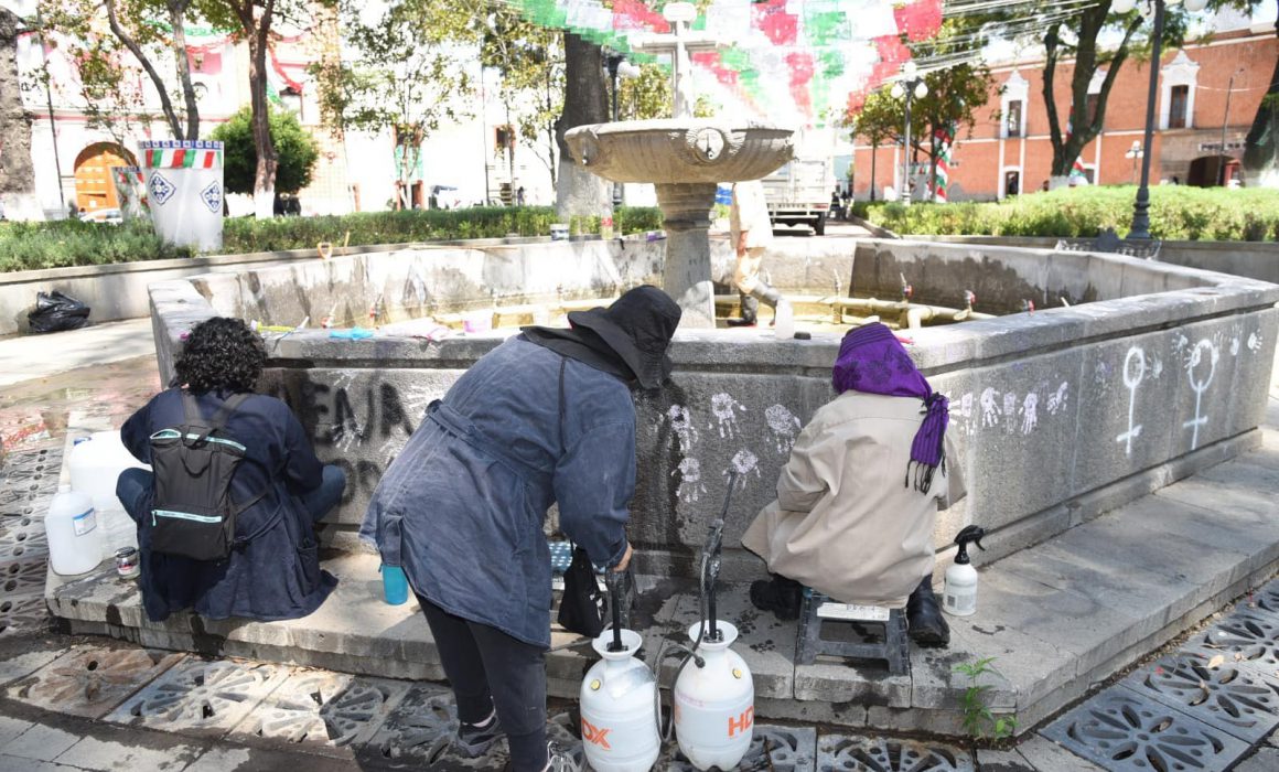 Inician en Tlaxcala capital trabajos de restauración de fuente histórica