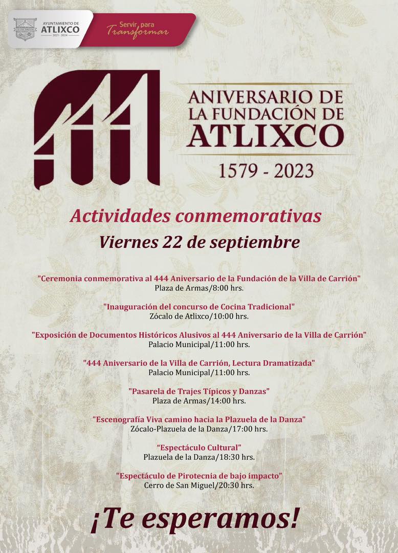 ANIVERSARIO DE LA FUNDACIÓN DE ATLIXCO