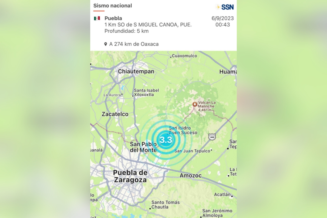 Septiemble llegó, se registra sismo en límites de Tlaxcala y Puebla 