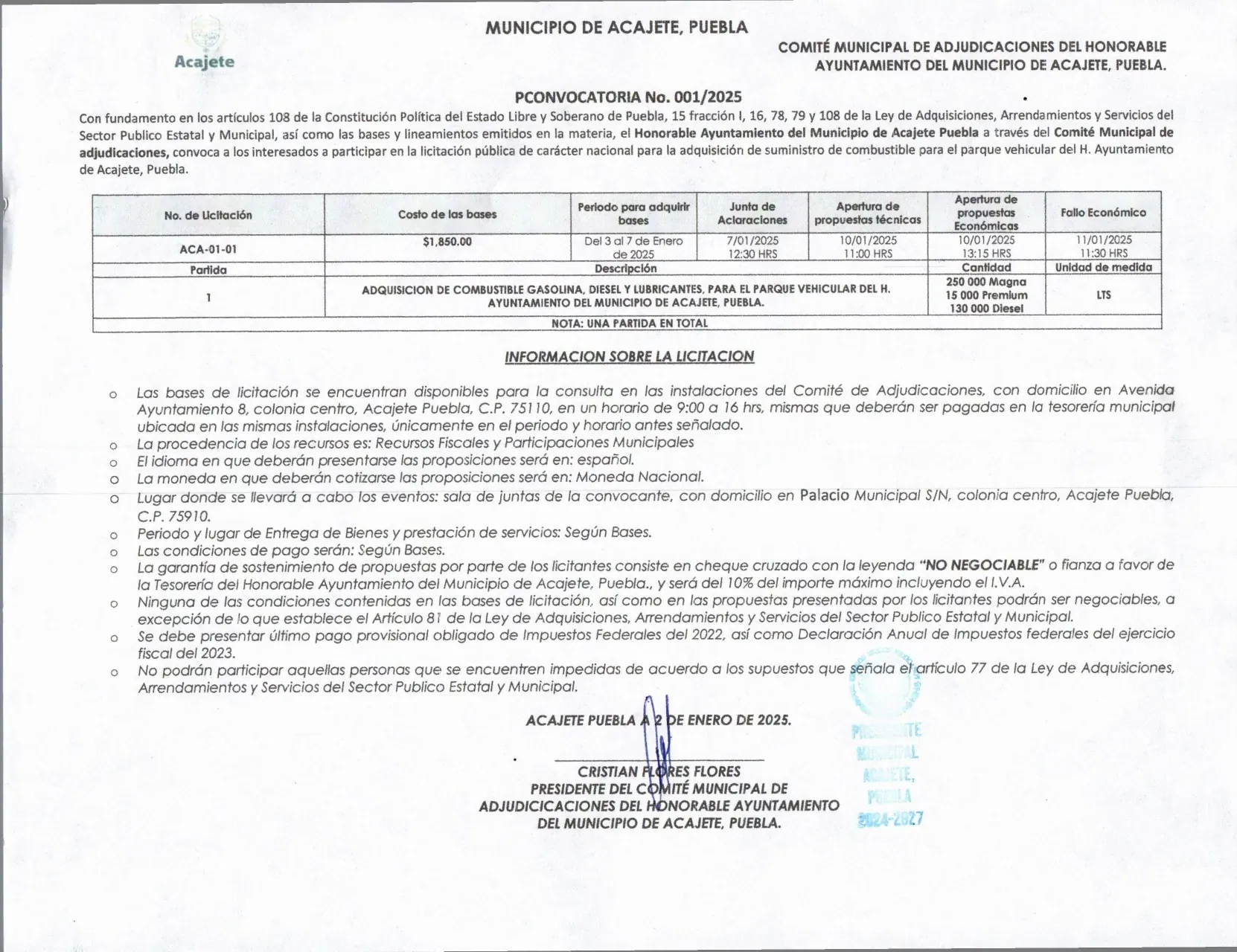 Convocatoria Acajete enero 2025 1