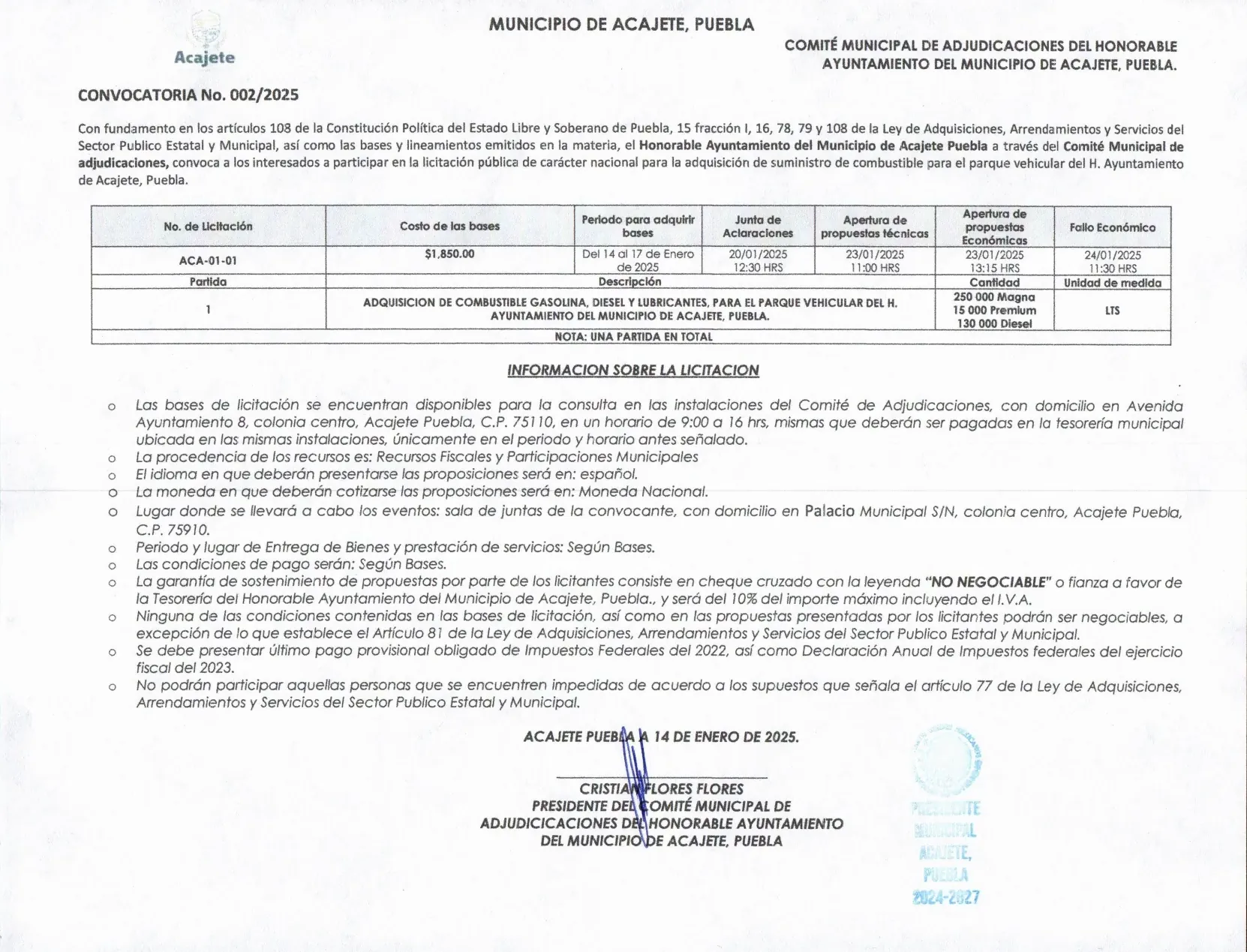 Convocatoria Acajete enero 2025 2