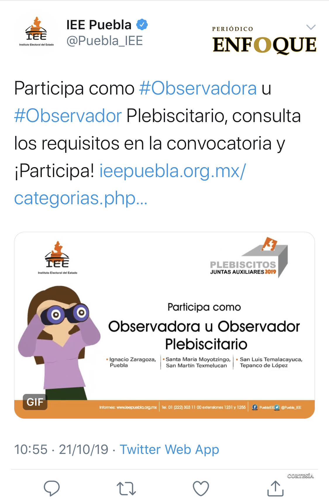 IEE lanza convocatoria para ser Observador Electoral en plebiscito de juntas auxiliares 