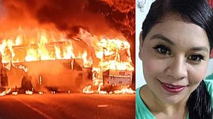 Enfermera muere calcinada por salvar a su hijo tras incendio de camiones por narcos