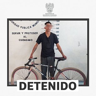 Policía municipal de Cholula detiene a presunto ladrón de bicicleta en San Gregorio Zacapechpan