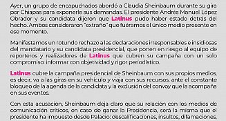 Latinus responsabiliza a AMLO y Claudia Sheinbaum por seguridad 