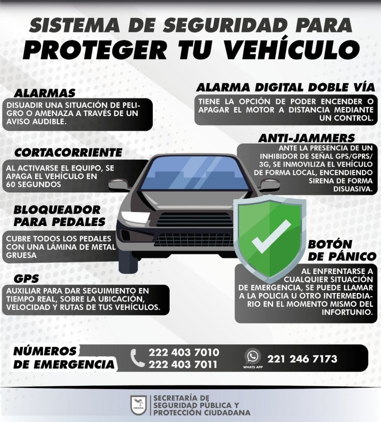 Emite policía de San Andrés Cholula recomendaciones para la protección de vehículos