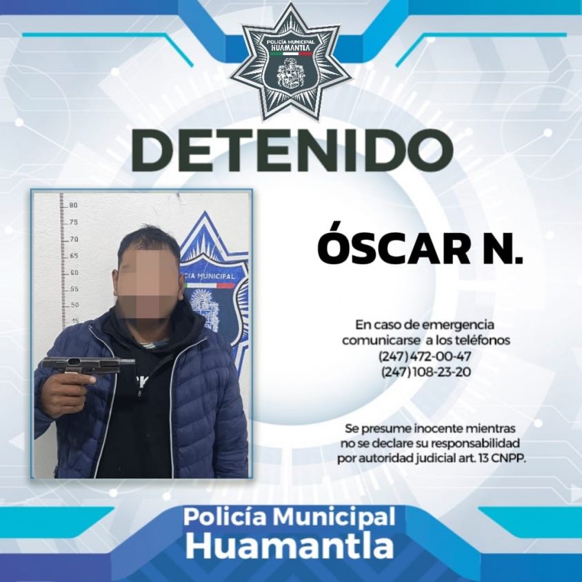 Detienen a hombre armado en Huamantla: Operativos fortalecen la seguridad de la comunidad