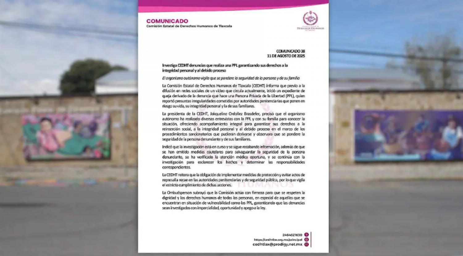 SSC y CEDHT investigan amenazas y denuncias en el Cereso de Tlaxcala