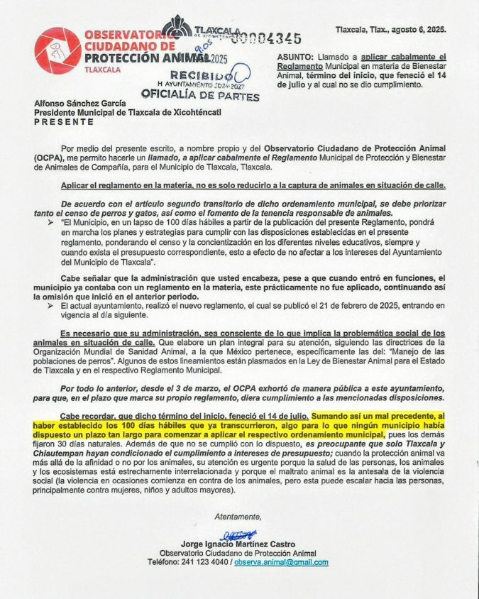 Captura de animales no es aplicación de Ley; OCPA señala irresponsabilidad de Alfonso Sánchez