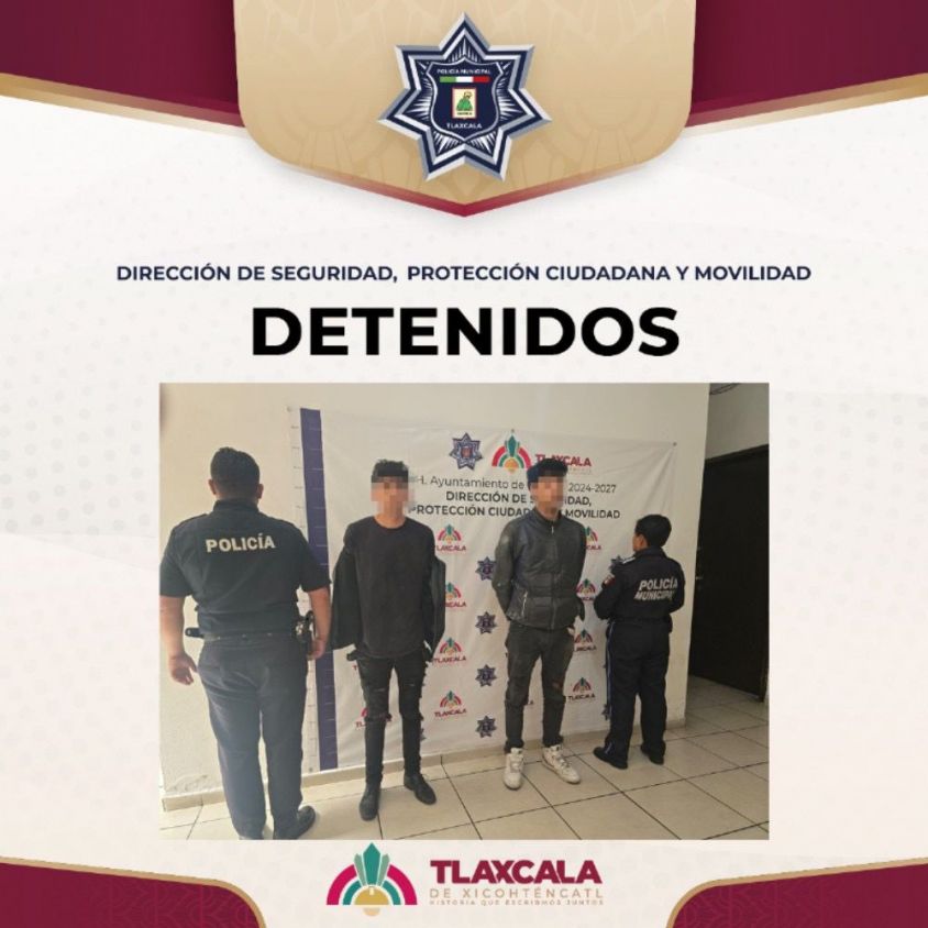 Detienen en Tlaxcala a dos hombres armados tras persecución en moto