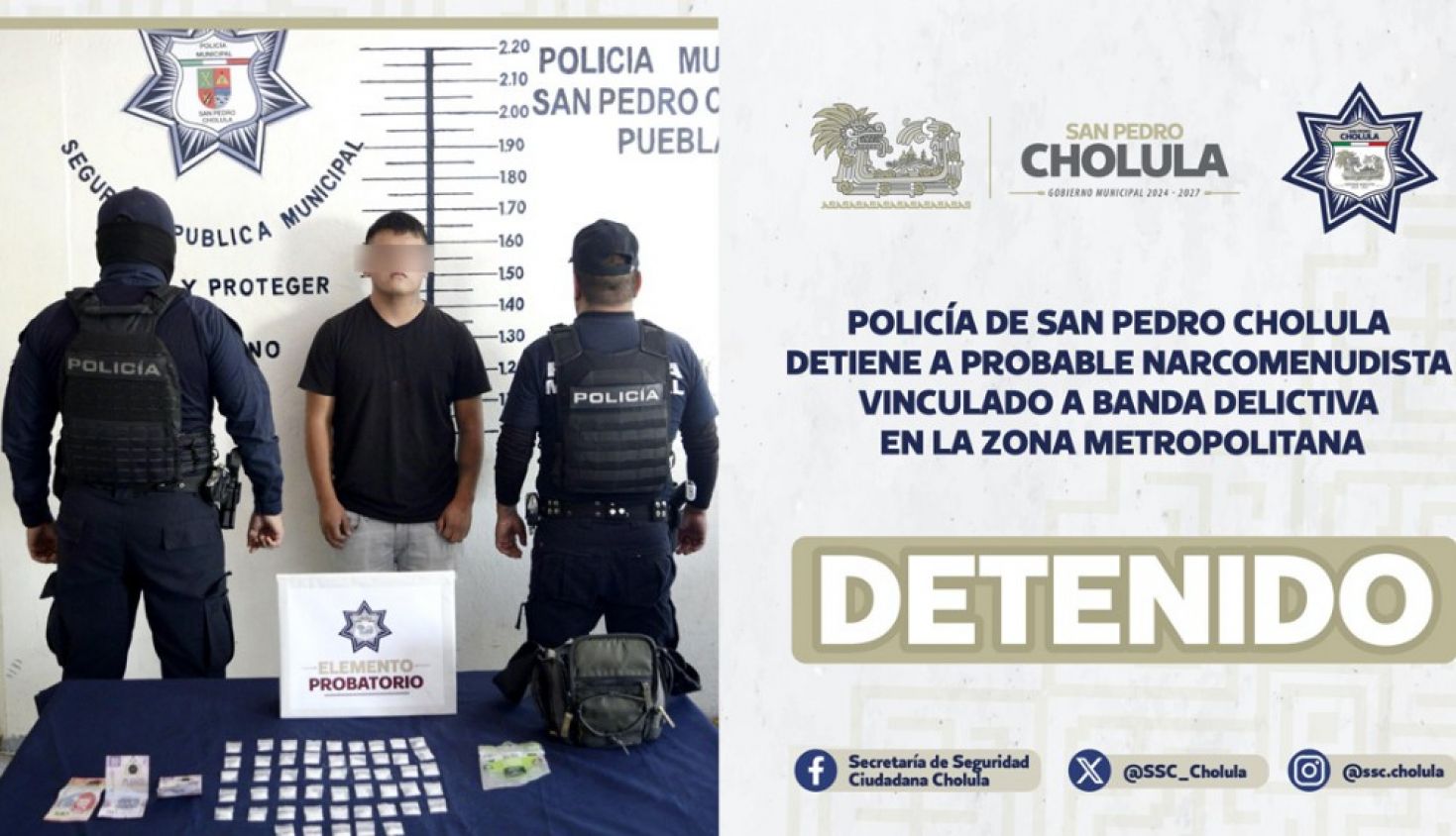 Capturan a sujeto implicado en robos y narcomenudeo en Cholula