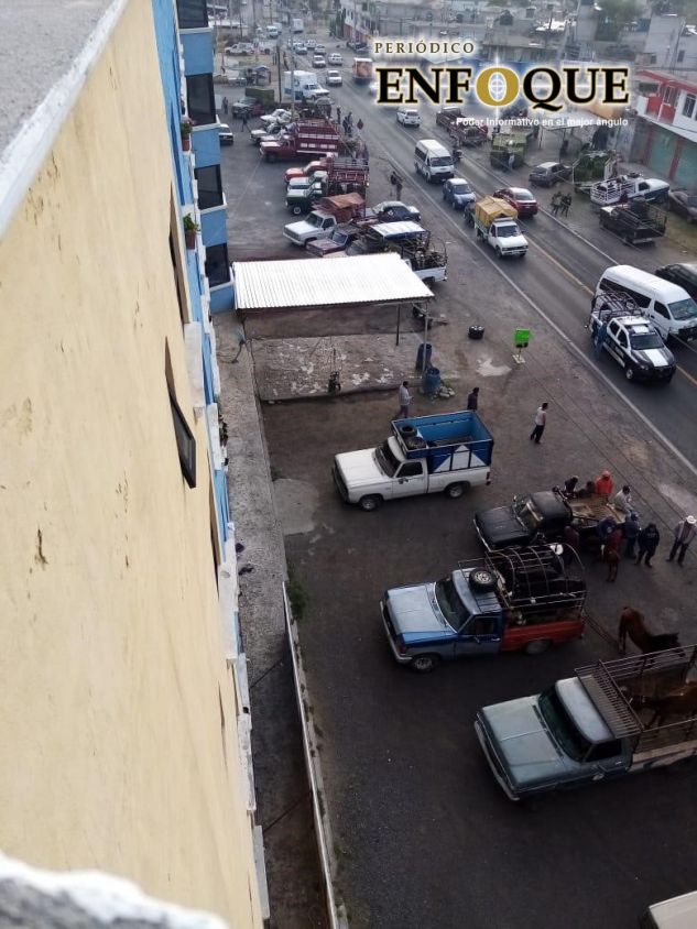 Cierran tianguis de ganado en Villa Alta, comerciantes se instalan sobre la carretera Federal Tlaxcala Texmelucan 