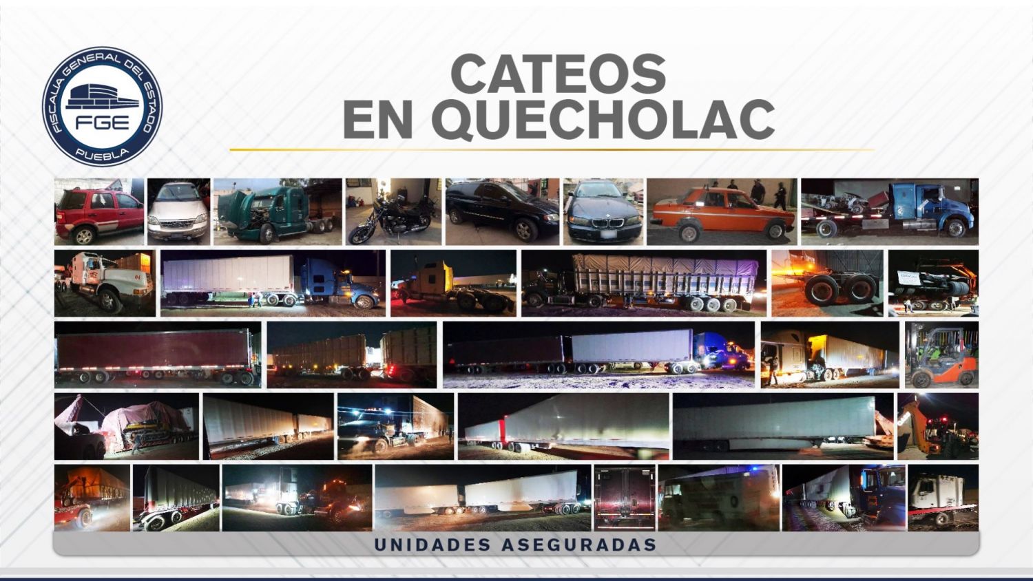 Aseguran unidades, animales y mercancía ilícita tras cateos en Quecholac