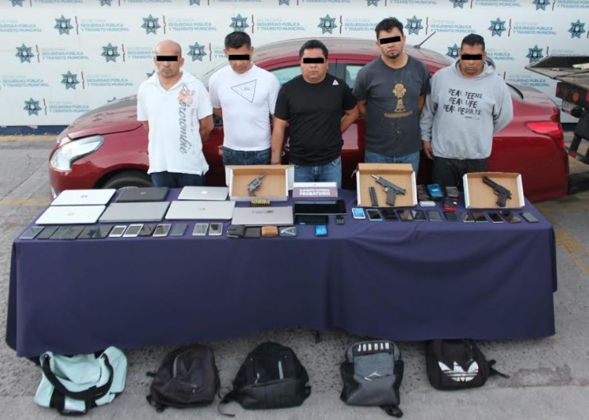 ¡Sin tregua a la delincuencia! Detuvo SSC de Puebla a cinco hombres por robo a institución de educación superior