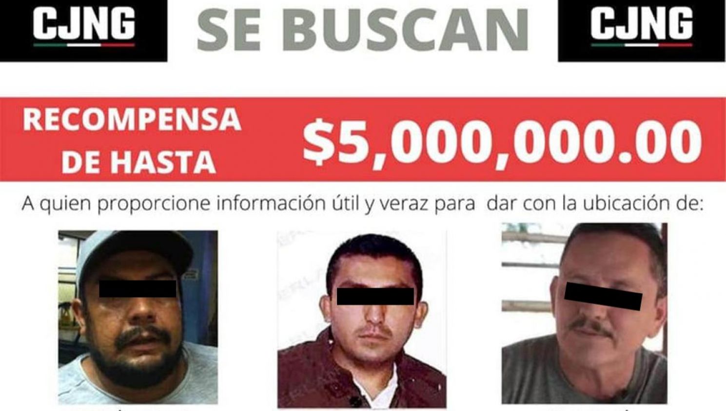 ¿Como la DEA? CJNG ofrece recompensas de hasta 5 millones de pesos por sus rivales